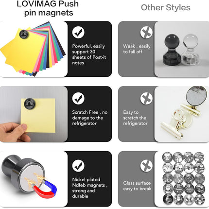 16Pcs Refrigerator Magnets – Black, Magnetic Locker & Calendar Accessories