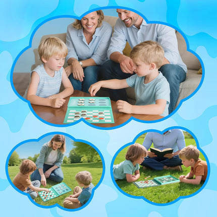 Magnetic Checkers and Tic Tac Toe Foldable Travel Game for Kids Ages 3+