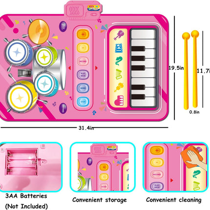 2-in-1 Piano Mat for Toddlers – Montessori Educational Musical Toy for 1-3 Year Olds