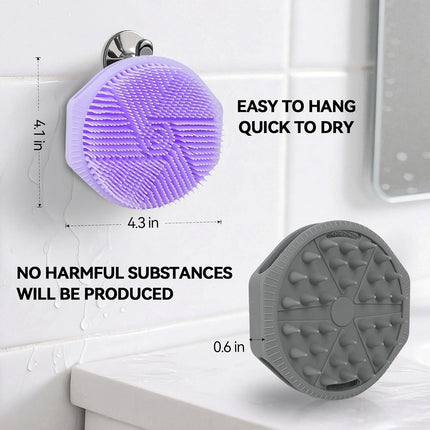 2-Pack Silicone Body Scrubber & Loofah, Dual-Sided Exfoliating Shower Brush for Men & Women