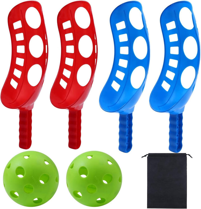 Scoop Ball Toss and Catch Game Set with 4 Scoops, 2 Balls and Storage Bag for Families