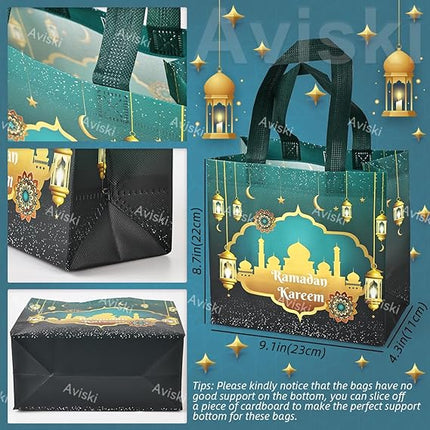 8PCS Ramadan Mubarak Reusable Gift Bags – Multicolor, Non-Woven, Islamic Design