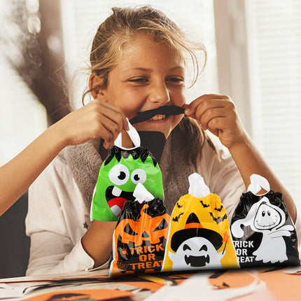 48-Piece Halloween Drawstring Goody Bags, Trick-or-Treat Candy Party Favor Bags