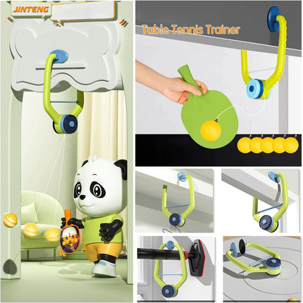 Hanging Table Tennis Trainer Set Door Clip 2 Paddles 6 Balls Indoor Practice
