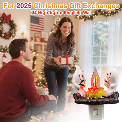 Ghost Campfire Night Light – Flickering Spooky Candle Plug-In Decor
