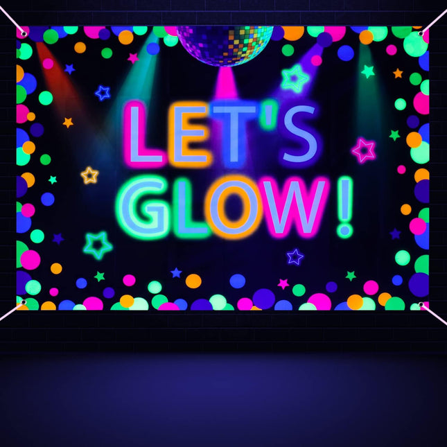 Colorful Neon Party Backdrop – 6x4ft Glow in the Dark Decoration for Kids