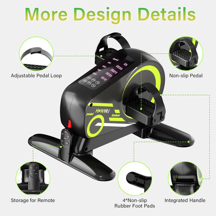 Mini Motorized Exercise Bike, Under Desk Arm & Leg Pedal Exerciser with Remote