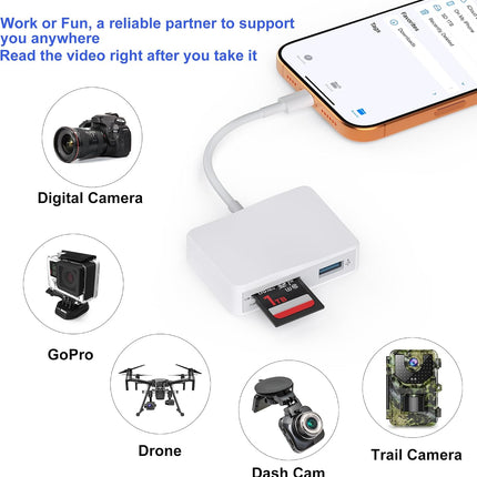 5 in 1 USB C SD Card Reader with Dual USB Ports for iPhone Laptop PC