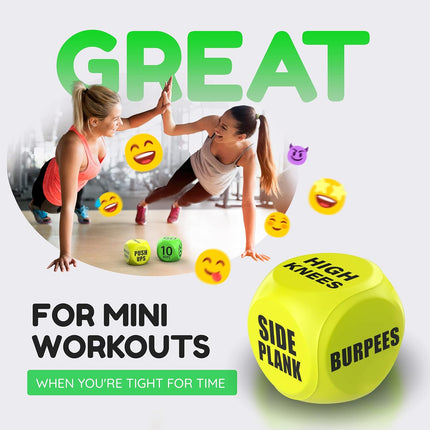 4-Piece Exercise Dice Set, 2.75in Foam Fitness Dice for Adults & Teens, Yellow