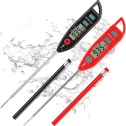 2 Pack Waterproof IPX7 Meat Thermometer, Instant Read Long Probe, Kitchen Grill BBQ T101
