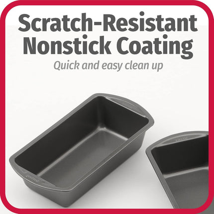 2 Pack 8x4 Nonstick Loaf Pans Heavy Duty Steel Bread Baking Bakeware Gray