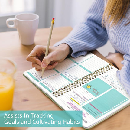 Weekly Planner Notebook Undated A5 Spiral Bound Goal Habit Tracker Organizer