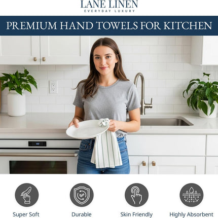 6 Pack Olive Cotton Kitchen Towels 18x28 Inch Absorbent Dish Tea Towels
