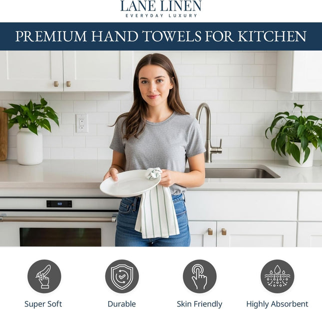 6 Pack Olive Cotton Kitchen Towels 18x28 Inch Absorbent Dish Tea Towels