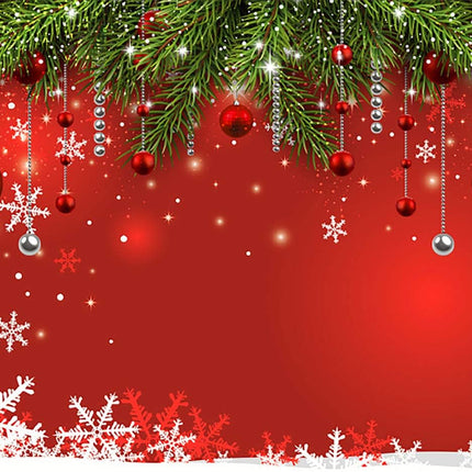 Glitter Red Christmas Snowflake Backdrop 7x5ft – Xmas Party & Photo Decor