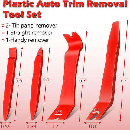 7-Piece Car Trim Removal Tool Kit, Non-Scratch Pry Tools & Clip Pliers, Red