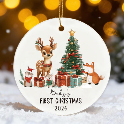 Baby’s First Christmas Ornament 2025, Ceramic Tree Decoration with Gift Box