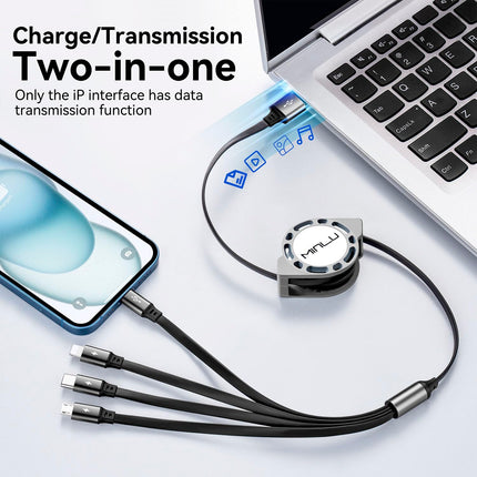 2 Pack 4 in 1 Retractable Charging Cable with Type C Micro USB Ports