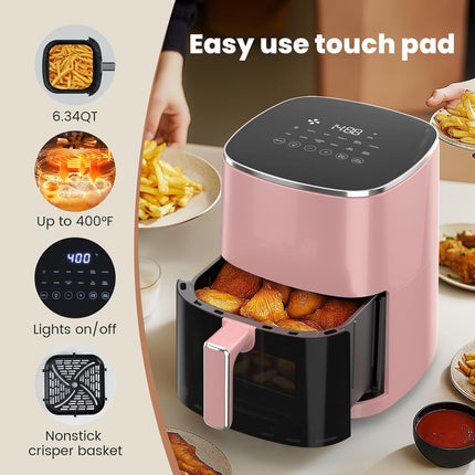 6.34QT Air Fryer with Viewing Window 12-in-1 Digital Air Fryer Oven Nonstick Basket