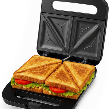 Electric Sandwich Maker with Non Stick Plates Cool Touch Handle Black