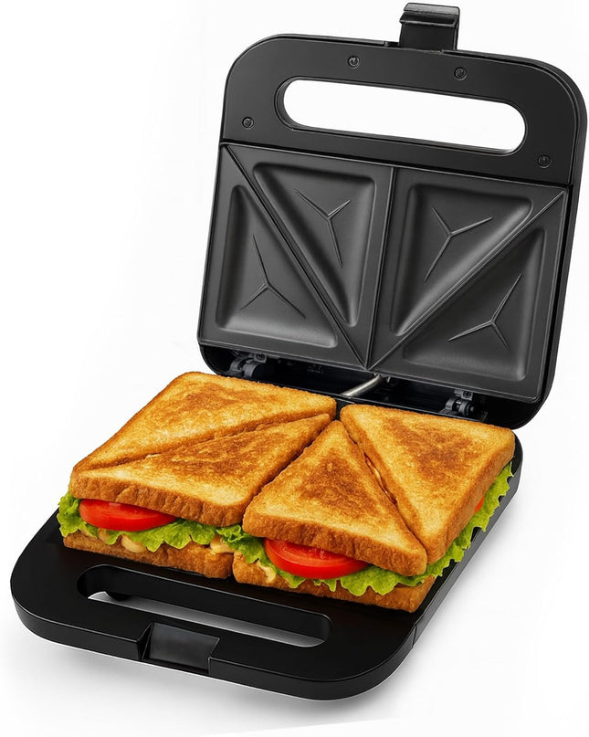 Electric Sandwich Maker with Non Stick Plates Cool Touch Handle Black