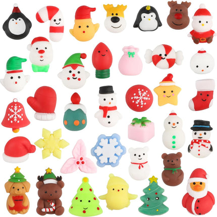 36 PCS Christmas Mochi Squishy Toys – Stress Reliever Squeeze Toys for Kids