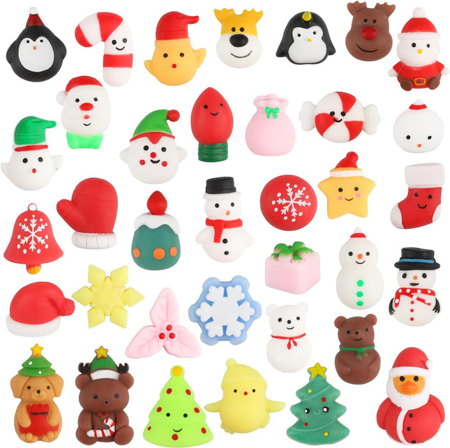 36 PCS Christmas Mochi Squishy Toys – Stress Reliever Squeeze Toys for Kids