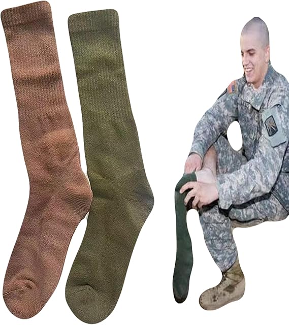 3 Pairs Men’s Hiking Socks, Army Green Over-the-Calf Outdoor & Hunting Socks