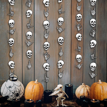 6-Piece Halloween Skull Garland, Skeleton Finger Party Banner for Haunted House Decor