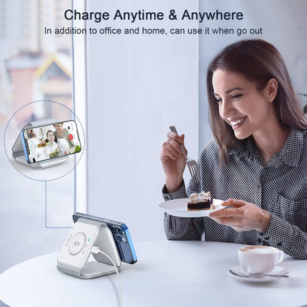 3 in 1 Magnetic Wireless Charging Station for iPhone iWatch AirPods with Adapter