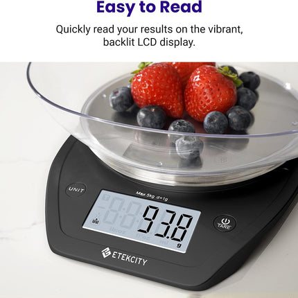 5kg Digital Kitchen Scale with 0.1g Accuracy, Bowl, Grams & Ounces