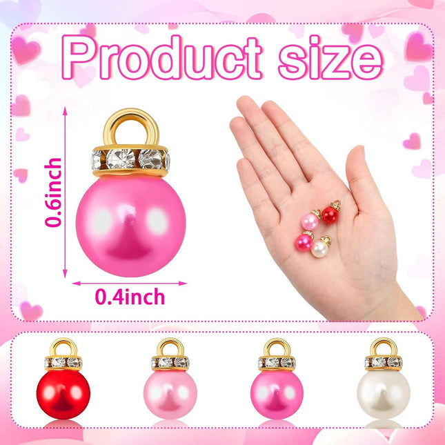 90 PCS Pink Christmas Mini Ball Ornaments Pearl Glitter Hanging Decorations
