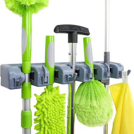 Rectangular Broom & Mop Wall Organizer – Garage, Kitchen & Laundry Storage