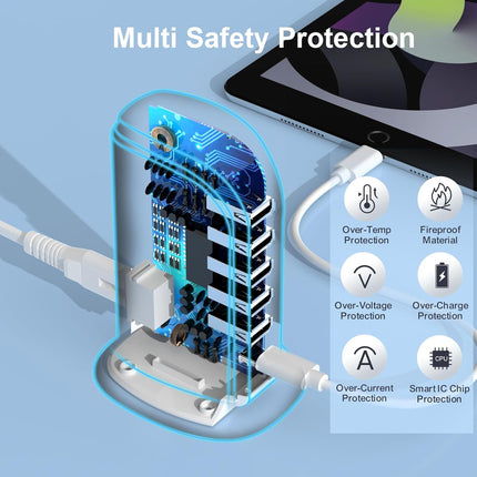 Upoy Multi-Device Charging Station – 5 USB + 1 USB-C Fast Charger Tower for Apple & Android