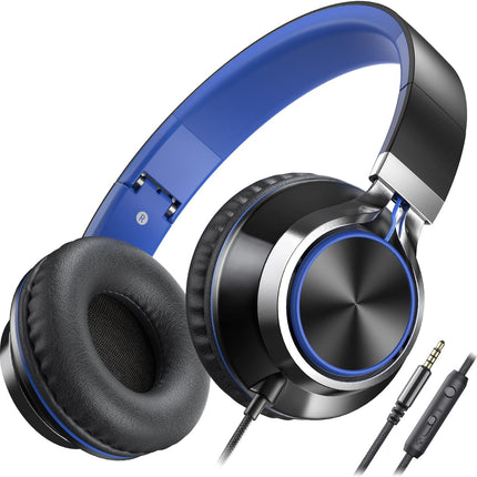 Wired Kids Headphones with Microphone – Volume Control, Stereo for School & Laptop