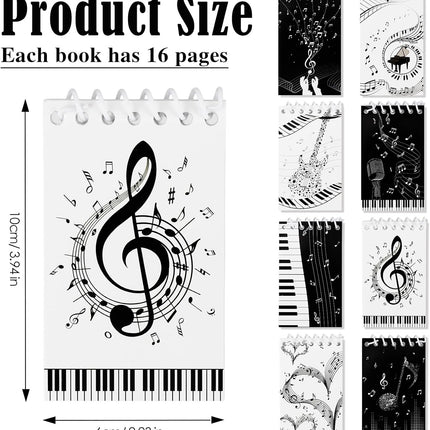 Music Themed Notepads – 8 Mini Spiral Notebooks, Classroom Rewards & Party Favors