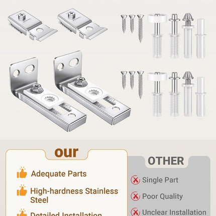 Door Hardware Repair Kit – 2 Sets Bi-Fold Closet Doors with Brackets & Wheels