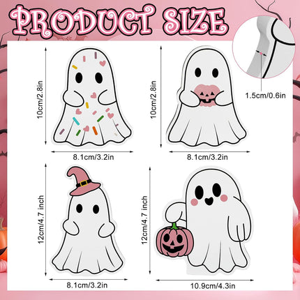 2-Sheet 3.3FT Pink Halloween Ghost Window Clings, Bat Cat Pumpkin Decals