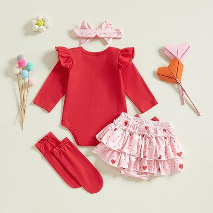 Newborn Baby Girl Easter Outfit: Bunny Romper, Tutu Skirt, Socks & Headband Set
