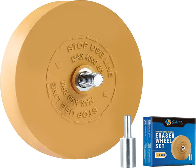 Vinyl & Decal Removal Tool – 1-Pack Rubber Eraser Wheel with Electric Drill Adapter