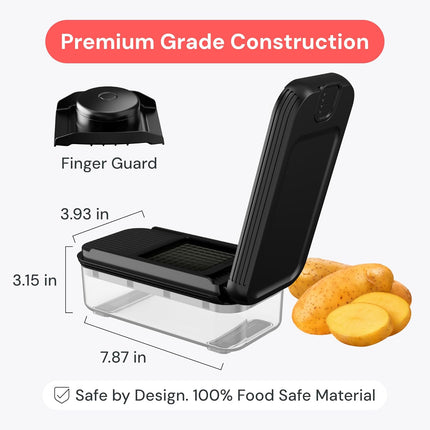 Daily Veggie Chopper & Fruit Cutter – Onion, Potato, Tomato Slicer, Black