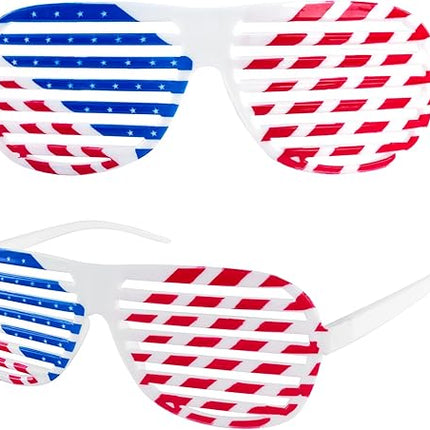 12 Pairs Red White Blue American Flag Glasses Independence Day Decor