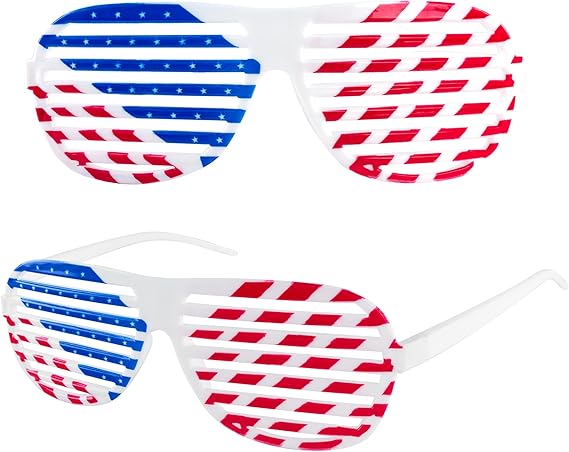 12 Pairs Red White Blue American Flag Glasses Independence Day Decor