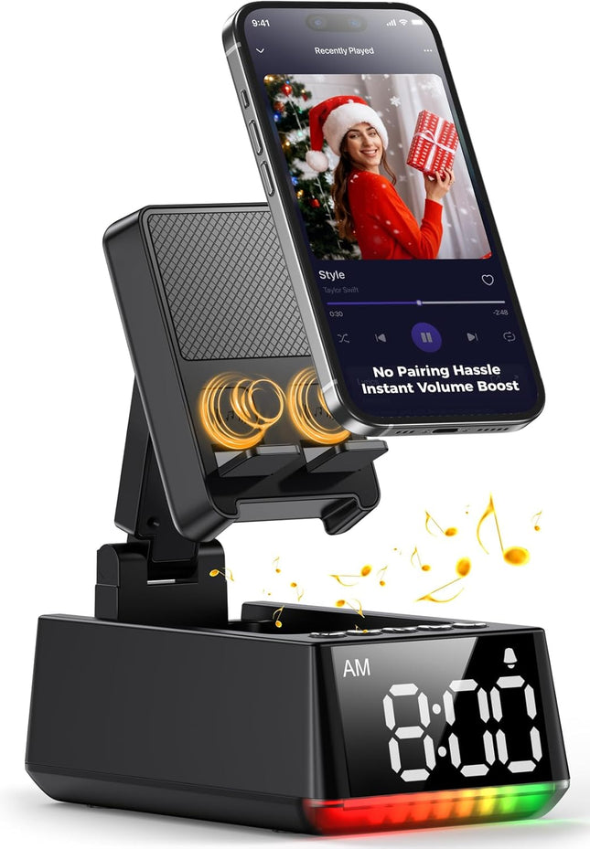 Bluetooth Speaker & Phone Stand, HD Sound, Anti-Slip, Gift for Men & Women