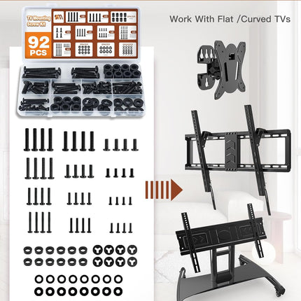 92PCS Universal TV Mounting Screw Kit – M4 M5 M6 M8 VESA Mount Hardware Set