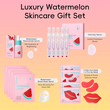 Valentine’s Day Watermelon Niacinamide Skincare Set: Serum, Masks & Lip Care