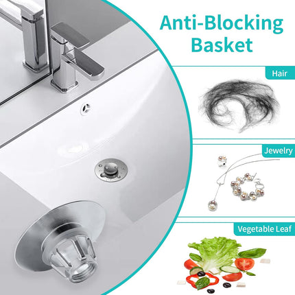 Brass Sink Stopper – Bathroom Drain Strainer with Hair Catcher, Universal Fit