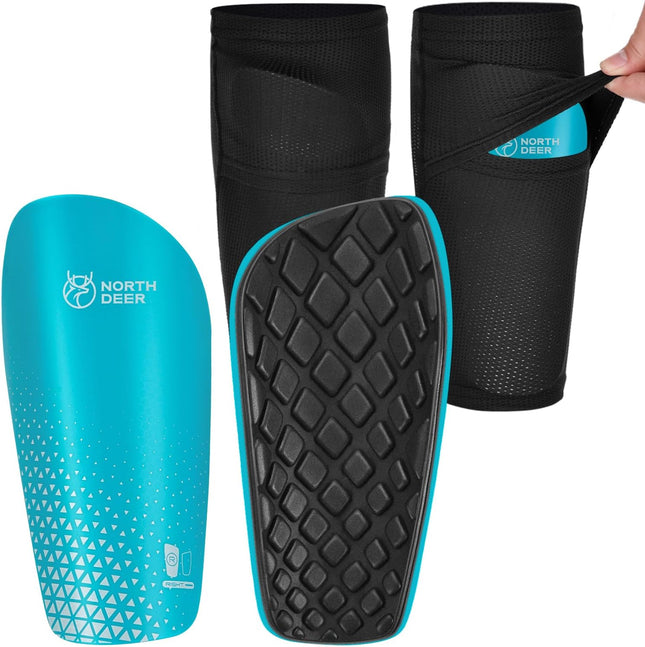 Soccer Shin Guards with Sleeves for Kids & Adults, Anti-Slip Football Shin Pads