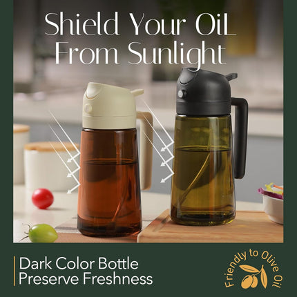 16oz Dark Oil Sprayer Bottle 2 in 1 Olive Oil Dispenser Mister for Kitchen