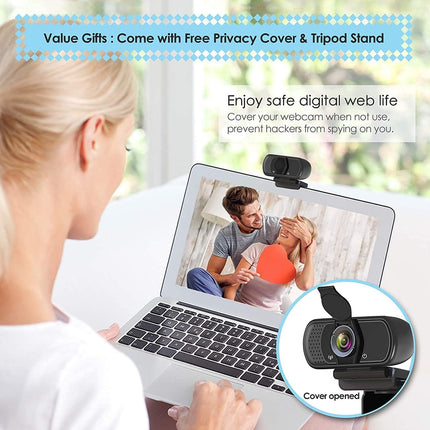 USB-C Webcam 1080P HD with Mic Privacy Cover & Tripod for PC Switch 2